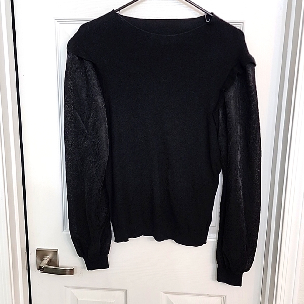 Beautiful Classy Black Sheer Sleeved Sweater